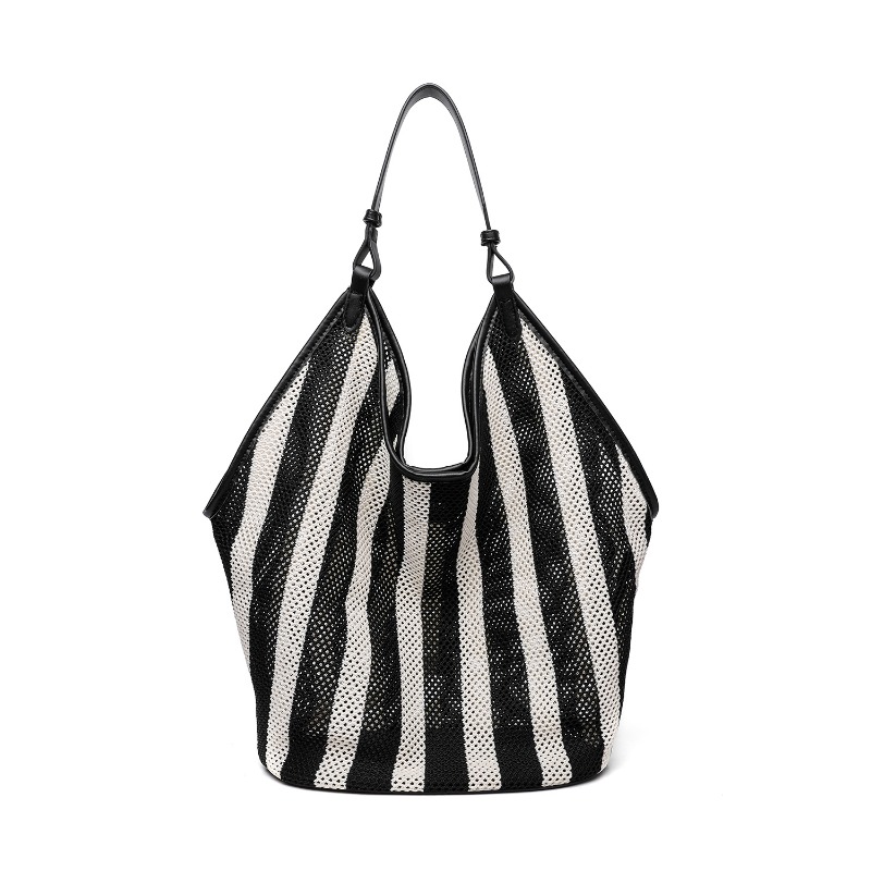 Tote Bag Canvas Print - ストライプ織り大容量トートバッグ女性用ショルダーバッグショッピングバッグクラスバッグ女の子用女性旅行バッグボルソスムジェール