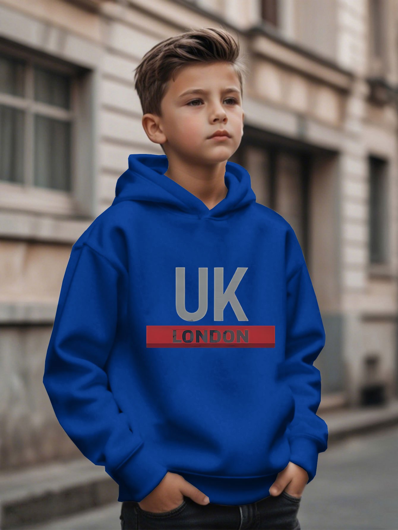 Street Fashion Uk - イギリス・ロンドン製プリントフーディー、男の子向けファッショナブルカジュアルジャケット、ストリートスタイル、キッズ秋冬新作クリスマスギフト