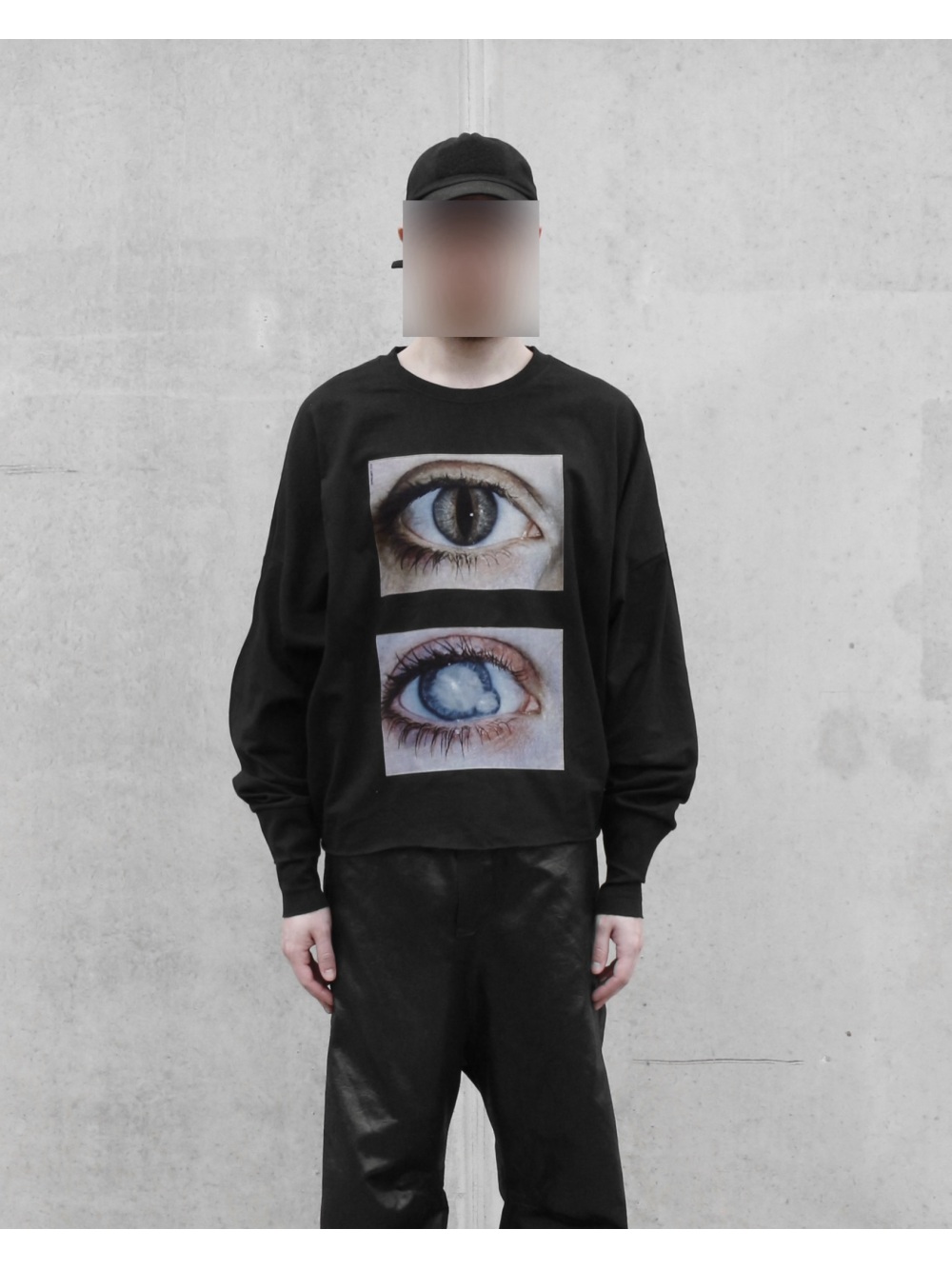 Street Fashion Trends 2026 - 2026年新作 ダークゴシック リアリスティック ダブルアイプリント 長袖トップス パンクストリートトレンドファッション