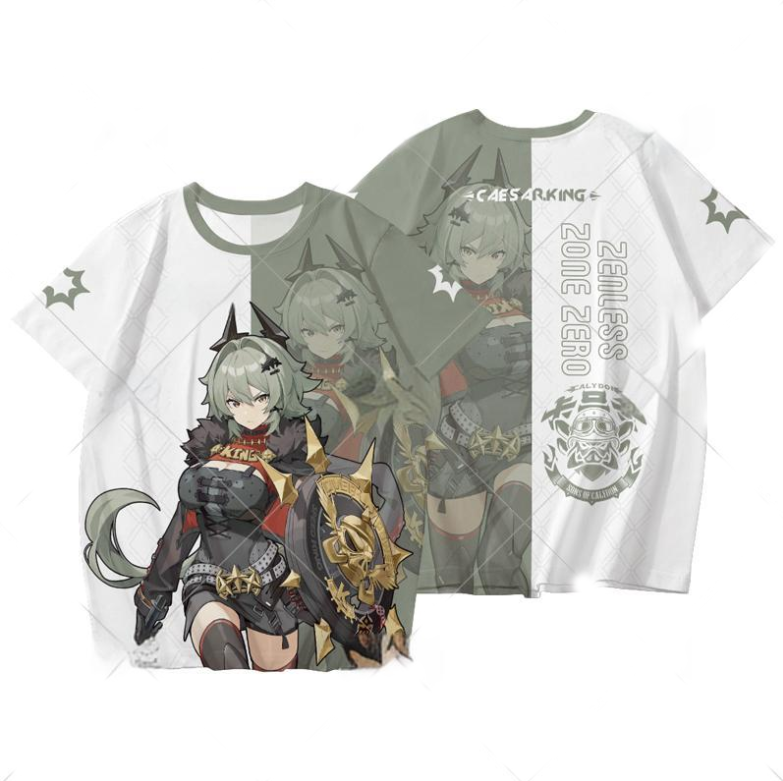 Street Fashion Game - 新作ゲーム「Zenless Zone Zero」シーザーキング3DメンズTシャツ、おしゃれでクールな普段着アニメTシャツ、ストリート系個性派半袖Y2Kトップス