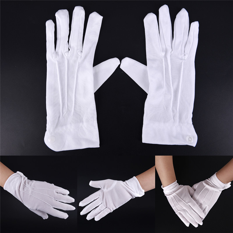 Street Fashion Gloves - 1 ペア白フォーマル手袋男性白綿制服手袋タキシード名誉ガードパレードコスプレ衣装検査ミトン & 手袋
