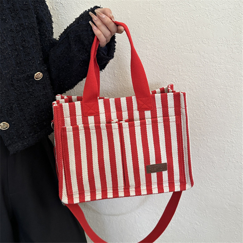 Tote Bag Canvas Print - 女性用ストライプキャンバスクロスオーバーバッグ,大容量ハンドバッグ,トレンディなショルダーバッグ,旅行,ショッピング,トートバッグ,クール,ストリート,ファッション