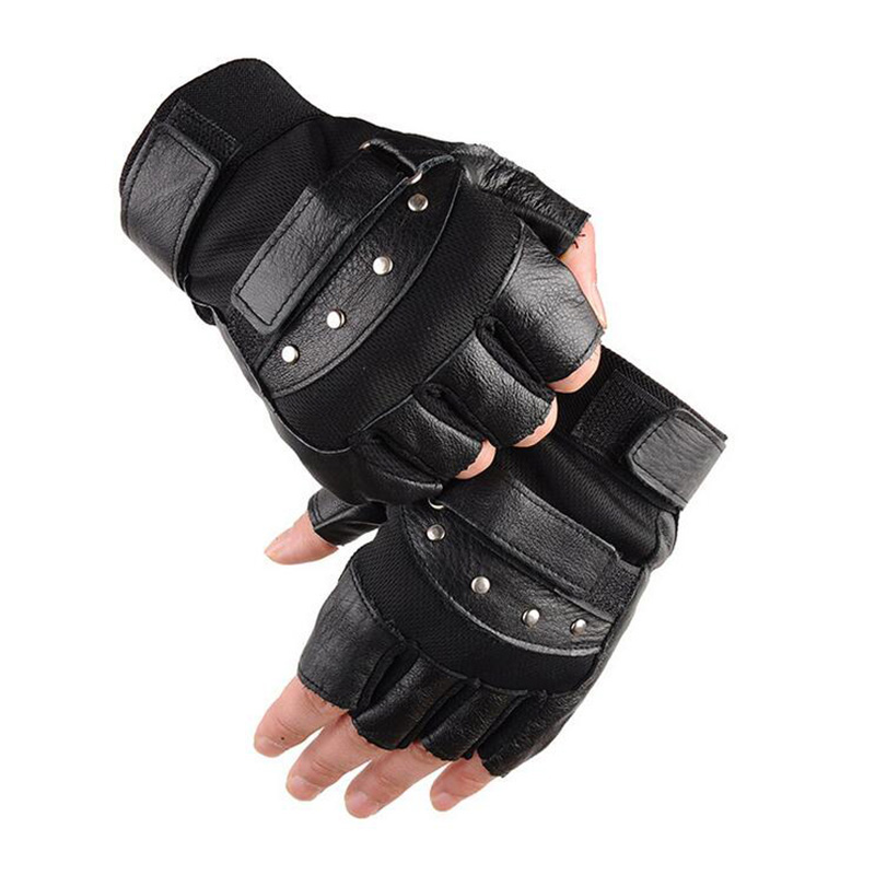 Street Fashion Gloves - ハーフフィンガーレザーフィットネスグローブ,ブラックリベット,スポーツ,ジム,g135