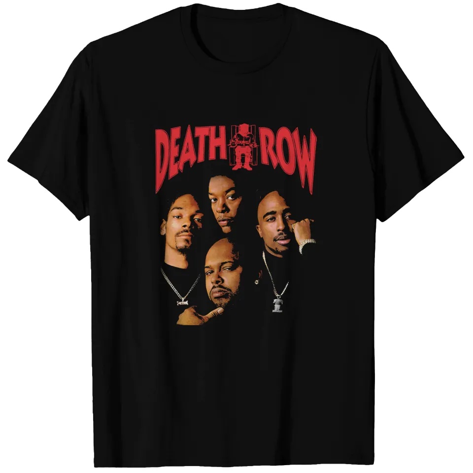 Street Fashion Vibes - 黒プリントTシャツ デス・ロウ・レコーズ バイブ マガジンカバー ヒップホップ ラップ