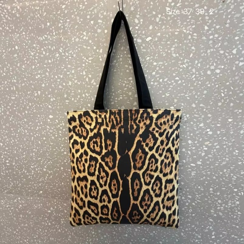 Tote Bag Canvas Print - 夏のファッション レトロ レオパード柄 トートバッグ デイリー ビーチ