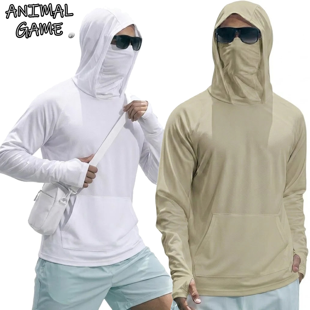 Street Fashion Game - 夏用UPF50+ パフォーマンス メンズTシャツ 長袖パーカー サンランニング 速乾シャツ