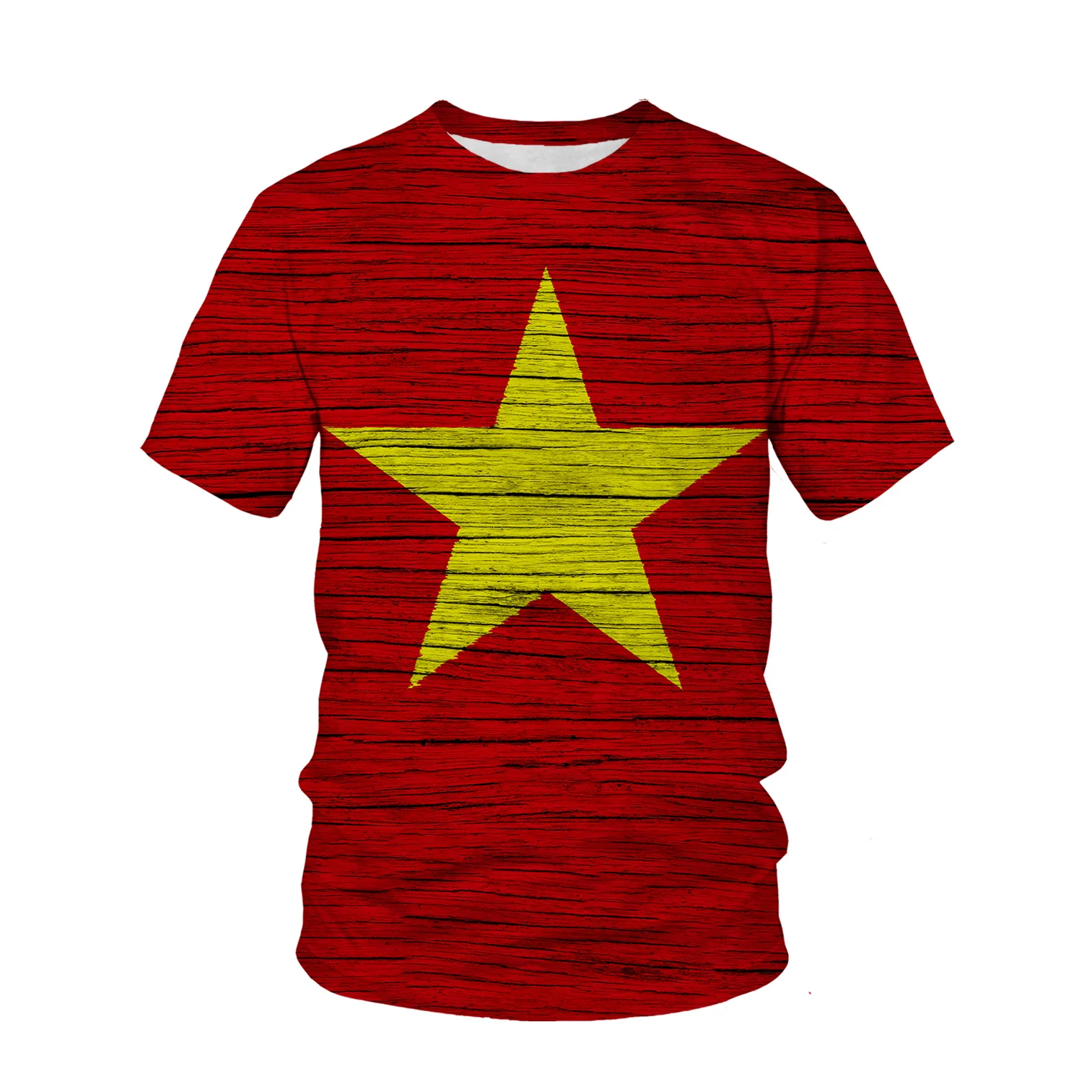 Street Fashion In Vietnam - ベトナム国旗パターン 3d プリント Tシャツメンズファッションストリートカジュアルスポーツ Tシャツ男性 O