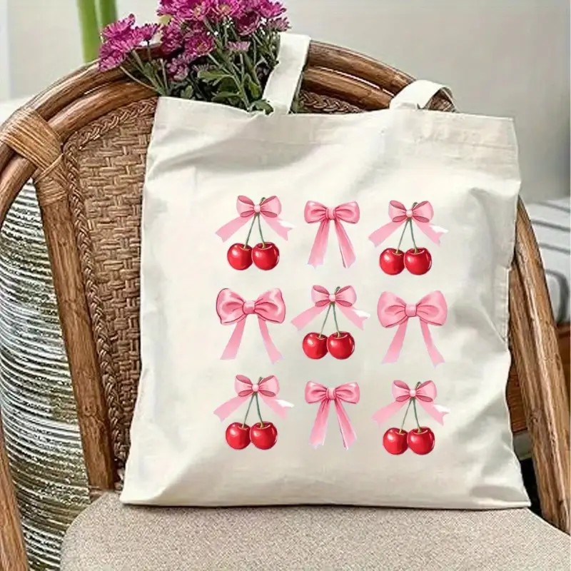 チェリーリボンデザインのキャンバストートバッグ、Have a - Tote Bag Canvas Print のレビューと価格