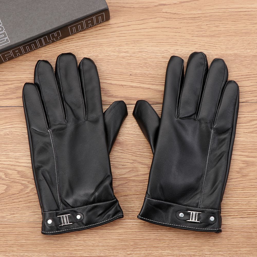メンズフリースサーマルレザーグローブ、ウォーム、タッチスクリ - Street Fashion Gloves のレビューと価格