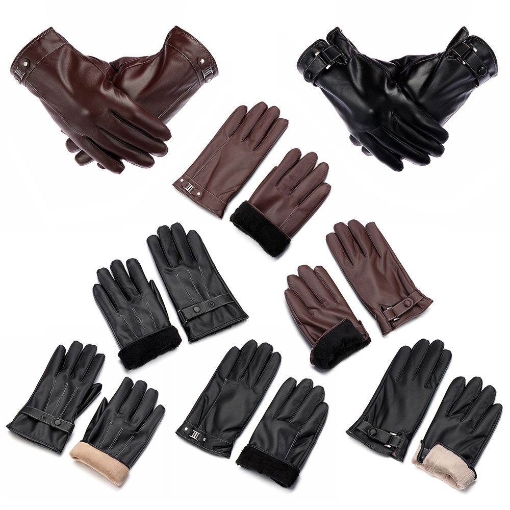 メンズフリースサーマルレザーグローブ、ウォーム、タッチスクリ - Street Fashion Gloves のレビューと価格