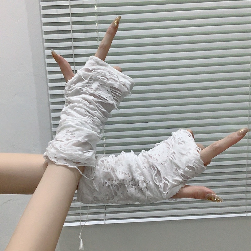 Yueqiuガールズ風オルタナティブファッション、破れ加工メ - Street Fashion Gloves のレビューと価格