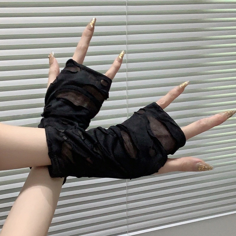 Yueqiuガールズ風オルタナティブファッション、破れ加工メ - Street Fashion Gloves のレビューと価格
