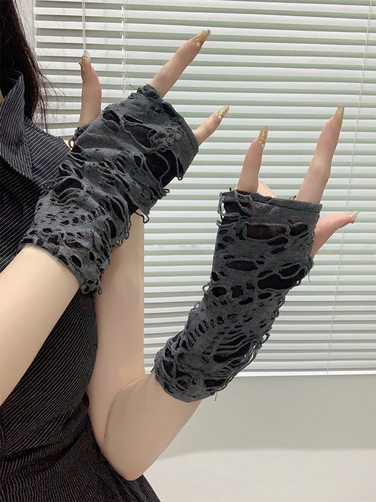Yueqiuガールズ風オルタナティブファッション、破れ加工メ - Street Fashion Gloves のレビューと価格