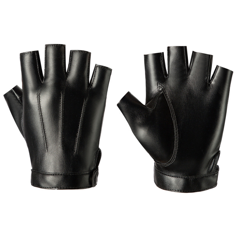 Pu レザー指なし手袋男性女性フィットネススポーツボタンスト - Street Fashion Gloves のレビューと価格