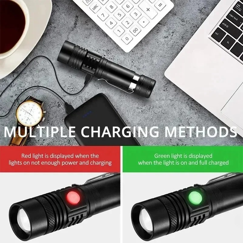 充電式 T6 ハンドヘルド懐中電灯使用 18650 ズームト - Street Fashion Blog のレビューと価格