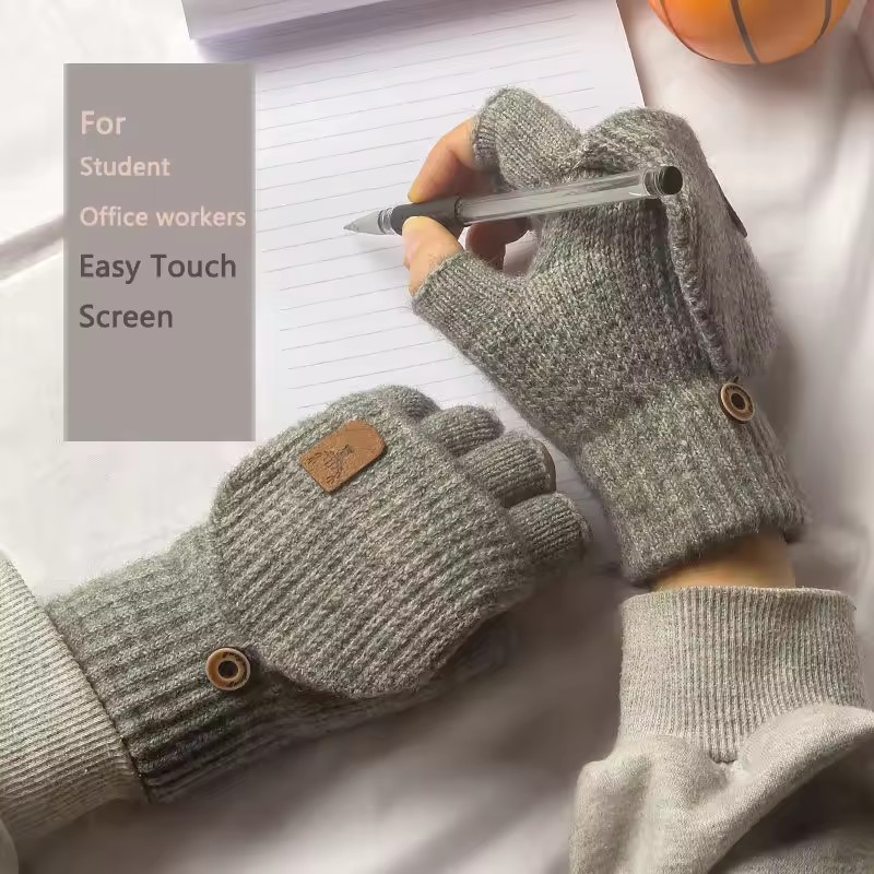ニット指なし手袋冬厚く暖かいタッチスクリーン手袋男性用女性用 - Street Fashion Gloves のレビューと価格