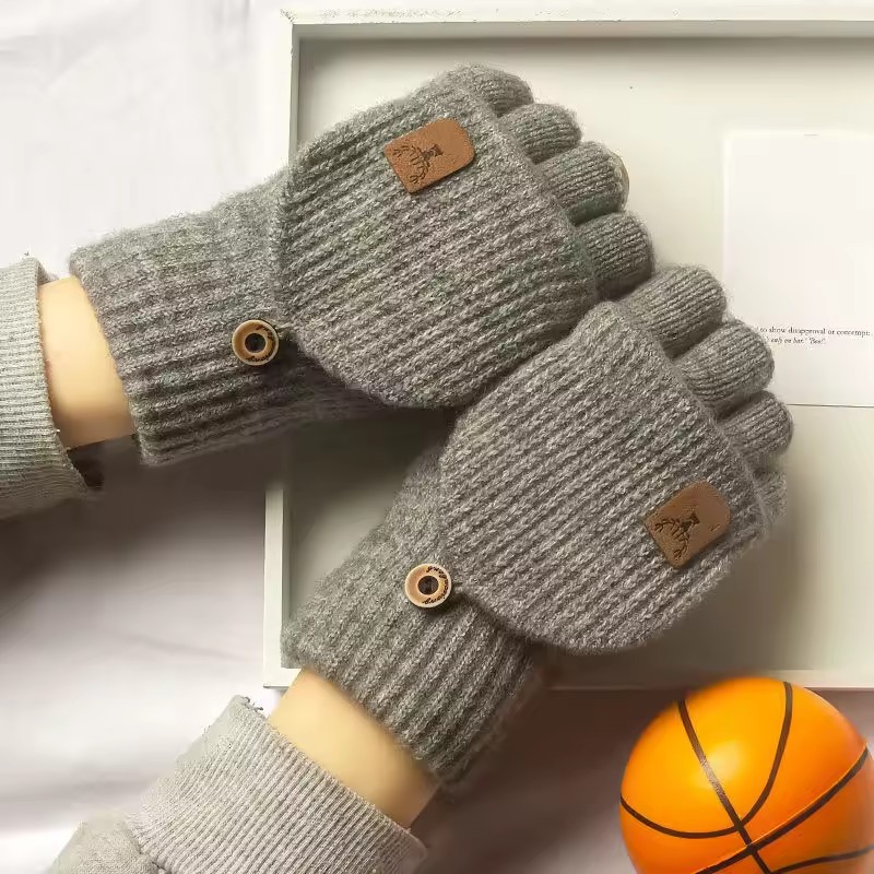 ニット指なし手袋冬厚く暖かいタッチスクリーン手袋男性用女性用 - Street Fashion Gloves のレビューと価格