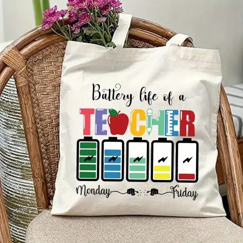 最高の教師用トートバッグ「月曜日と金曜日のバッテリー寿命」プ - Tote Bag Canvas Print のレビューと価格