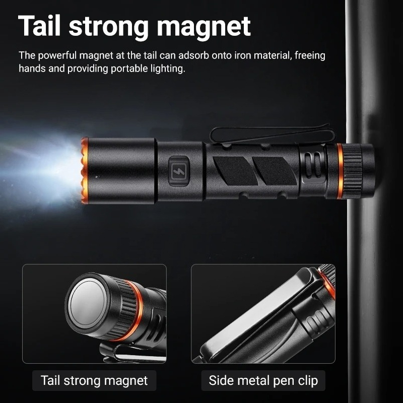 ミニズーム EDC 高輝度ペン懐中電灯 USB 充電式マグネ - Street Fashion Blog のレビューと価格