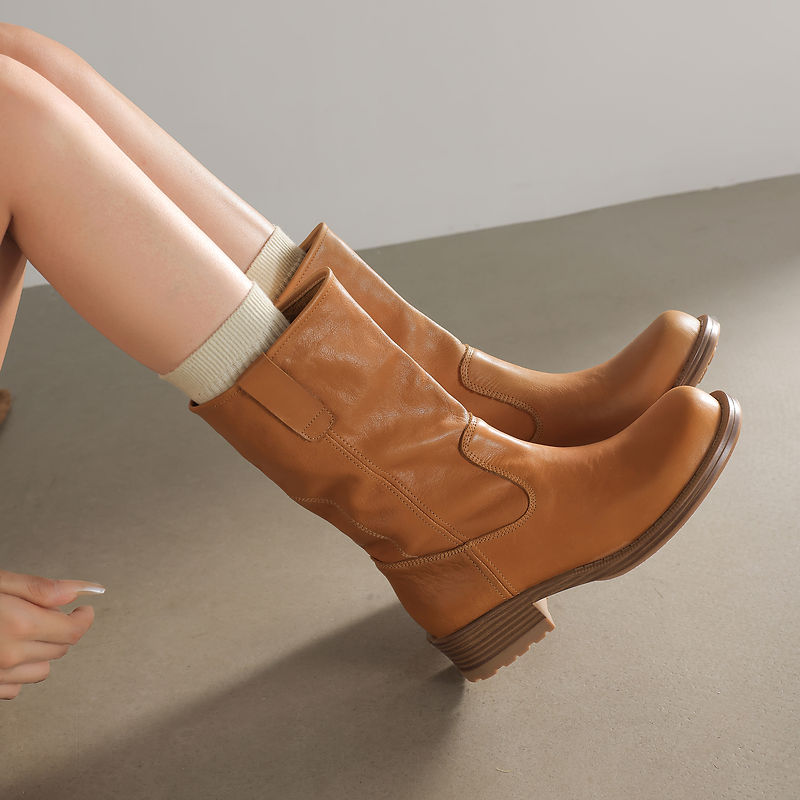 新しい 2026 トレンド女性秋本物の牛革アンクルブーツイエ - Street Fashion Trends 2026 のレビューと価格