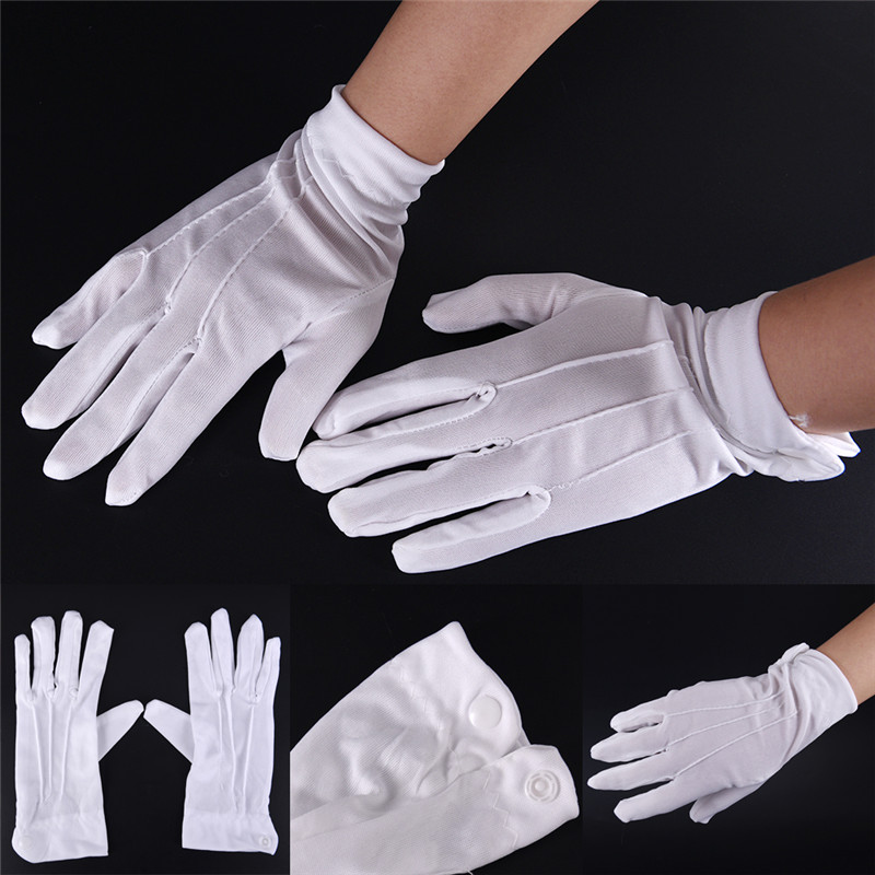 1 ペア白フォーマル手袋男性白綿制服手袋タキシード名誉ガード - Street Fashion Gloves のレビューと価格