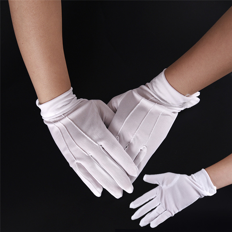 1 ペア白フォーマル手袋男性白綿制服手袋タキシード名誉ガード - Street Fashion Gloves のレビューと価格