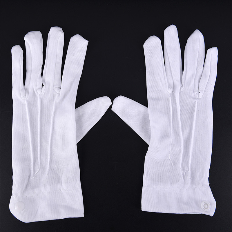 1 ペア白フォーマル手袋男性白綿制服手袋タキシード名誉ガード - Street Fashion Gloves のレビューと価格