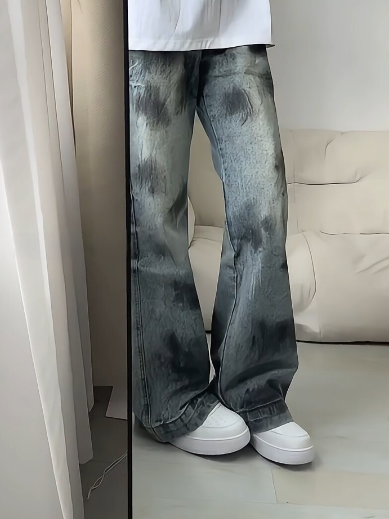 ブルータイダイメンズジーンズ ハイストリート風サマーストレー - Street Fashion Vibes のレビューと価格