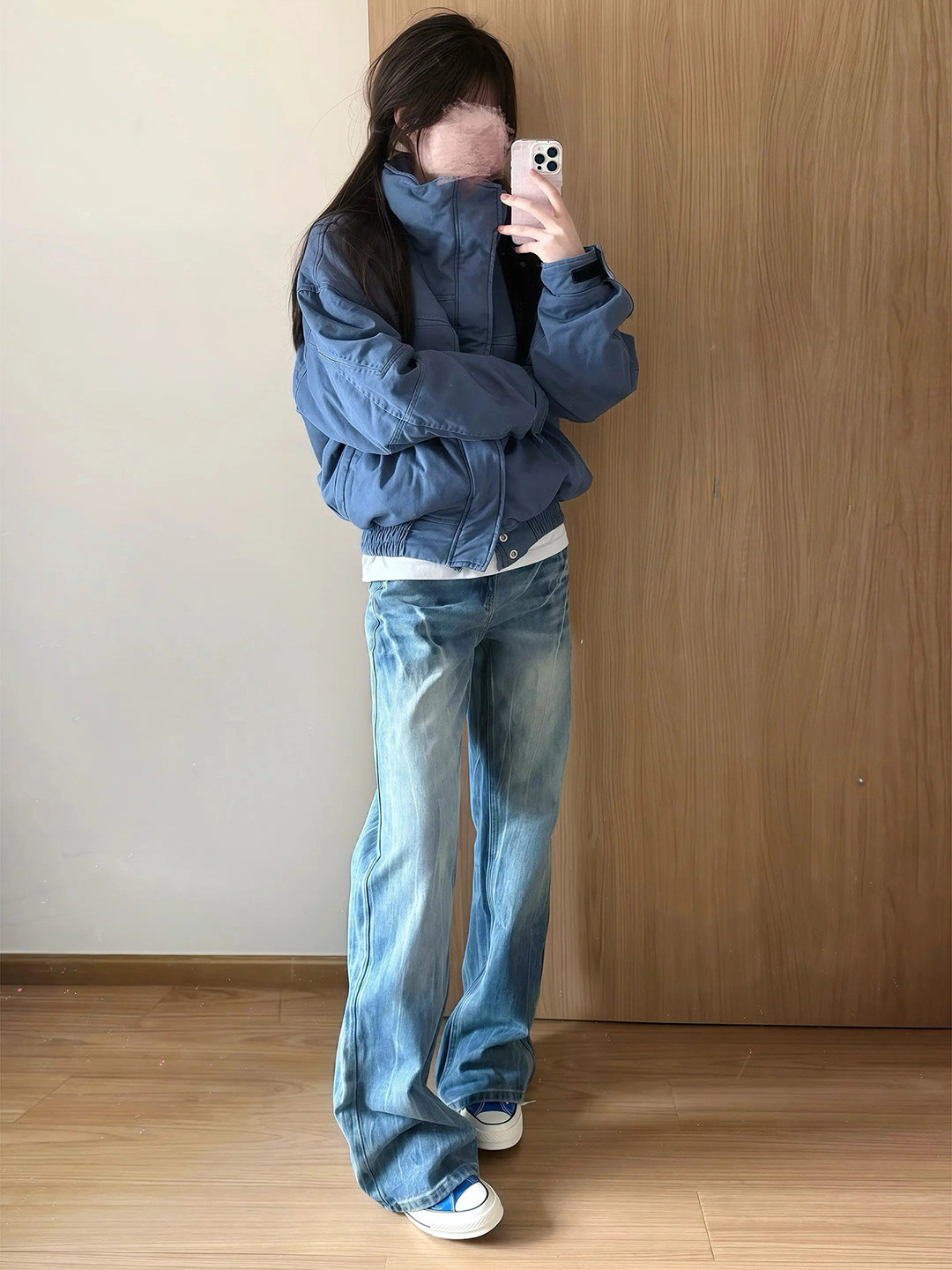 ウォッシュドブルーライトニングパターンメンズジーンズストレー - Street Fashion Vibes のレビューと価格
