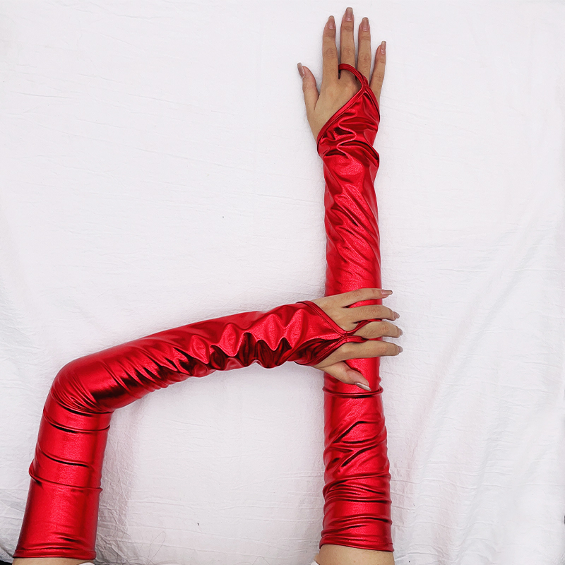 ラッカーレザーフックフィンガーロング手袋セクシーな女性指なし - Street Fashion Gloves のレビューと価格