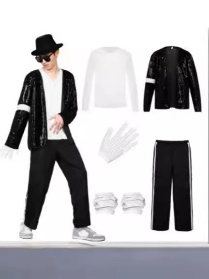 マイケル・ジャクソン風コスチュームコスプレダンススターアダル - Street Fashion Gloves のレビューと価格