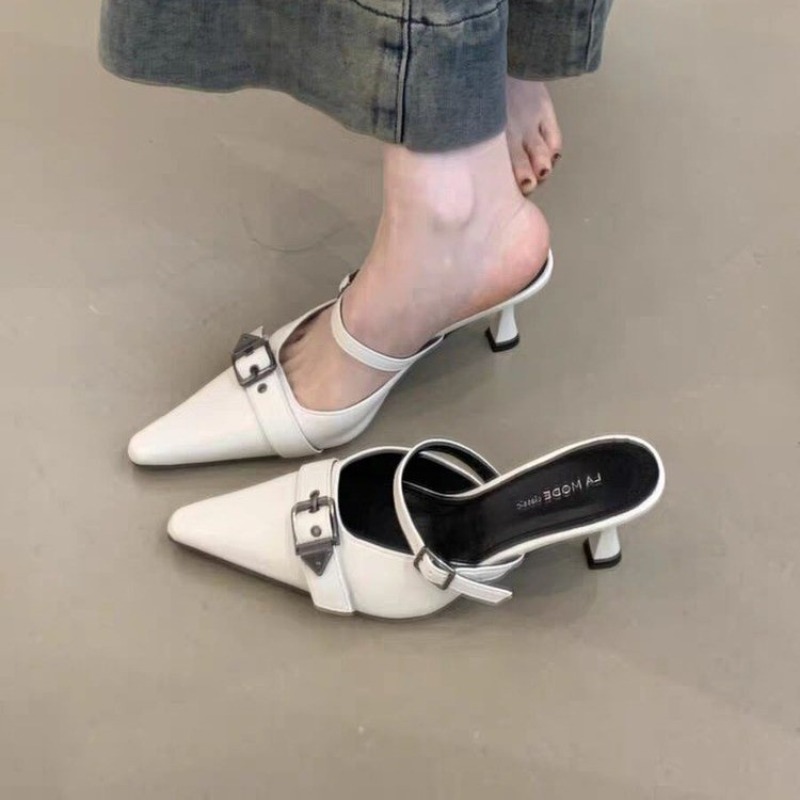 女性用ミュールサンダルスリッパハイヒールポインテッドトゥエレ - Street Fashion Trends 2026 のレビューと価格