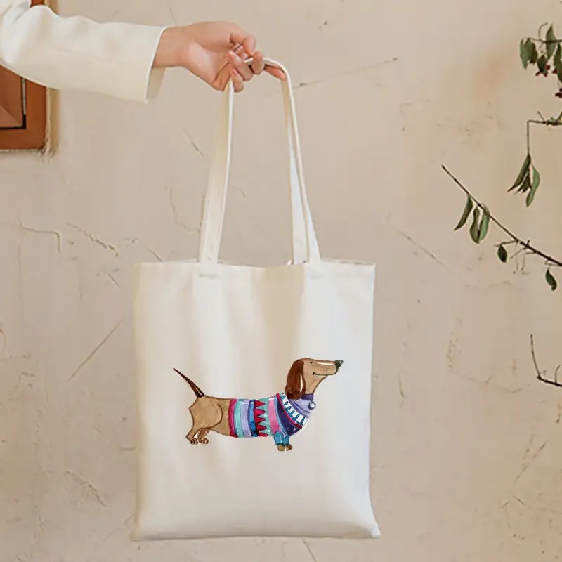 かわいいダックスフント面白いハンドバッグショルダーバッグカジ - Tote Bag Canvas Print のレビューと価格