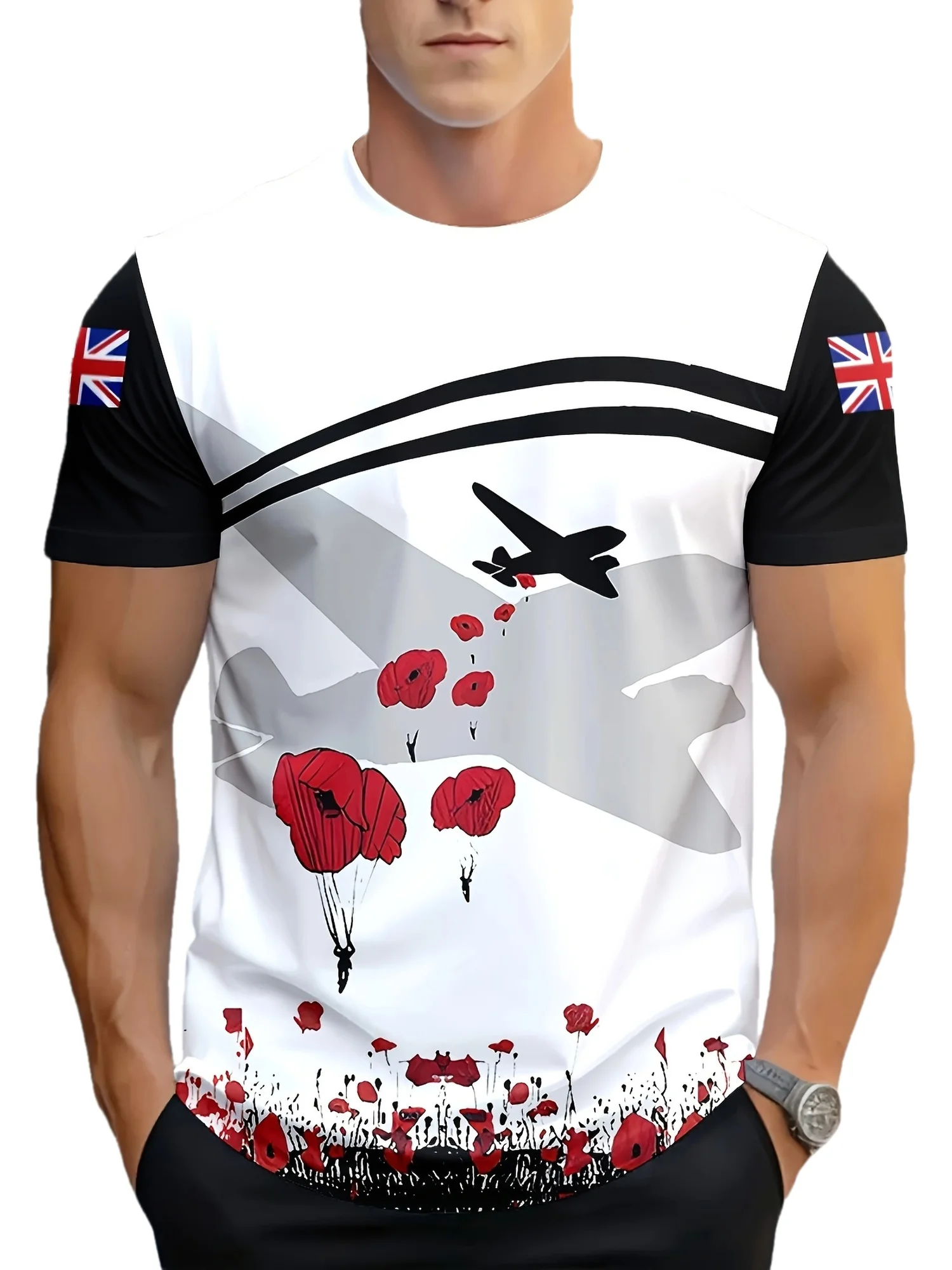 ファッション英国記念戦争飛行機スプライスプリントメンズ Tシ - Street Fashion Uk のレビューと価格