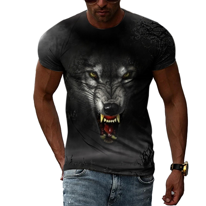 男性用の動物がプリントされたTシャツ,ヒップホップトレンドの - Street Fashion Elements のレビューと価格