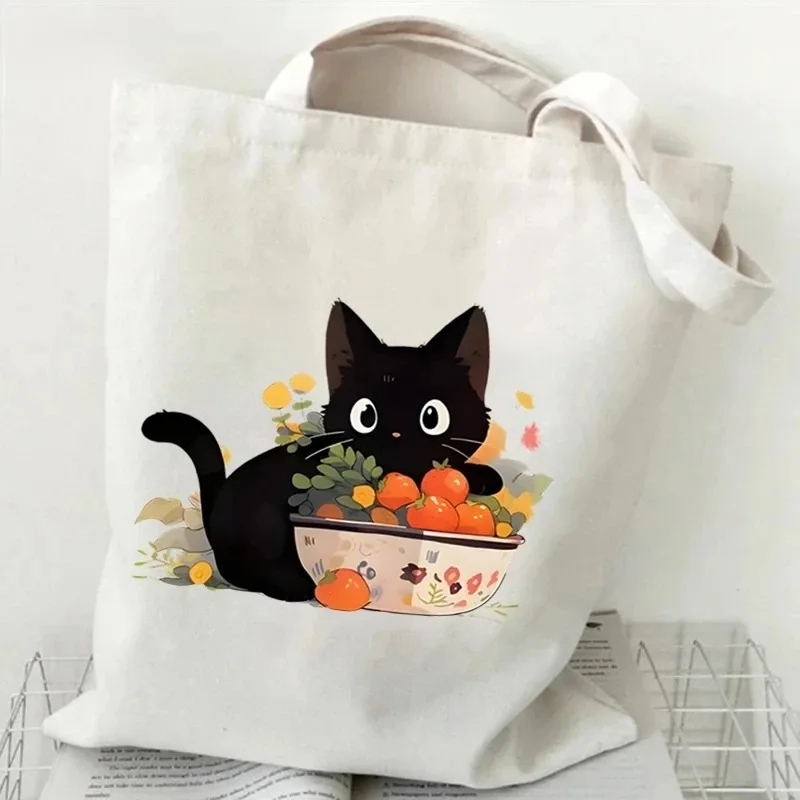 猫と本のキャンバスハンドバッグ レディース かわいい猫のショ - Tote Bag Canvas Print のレビューと価格
